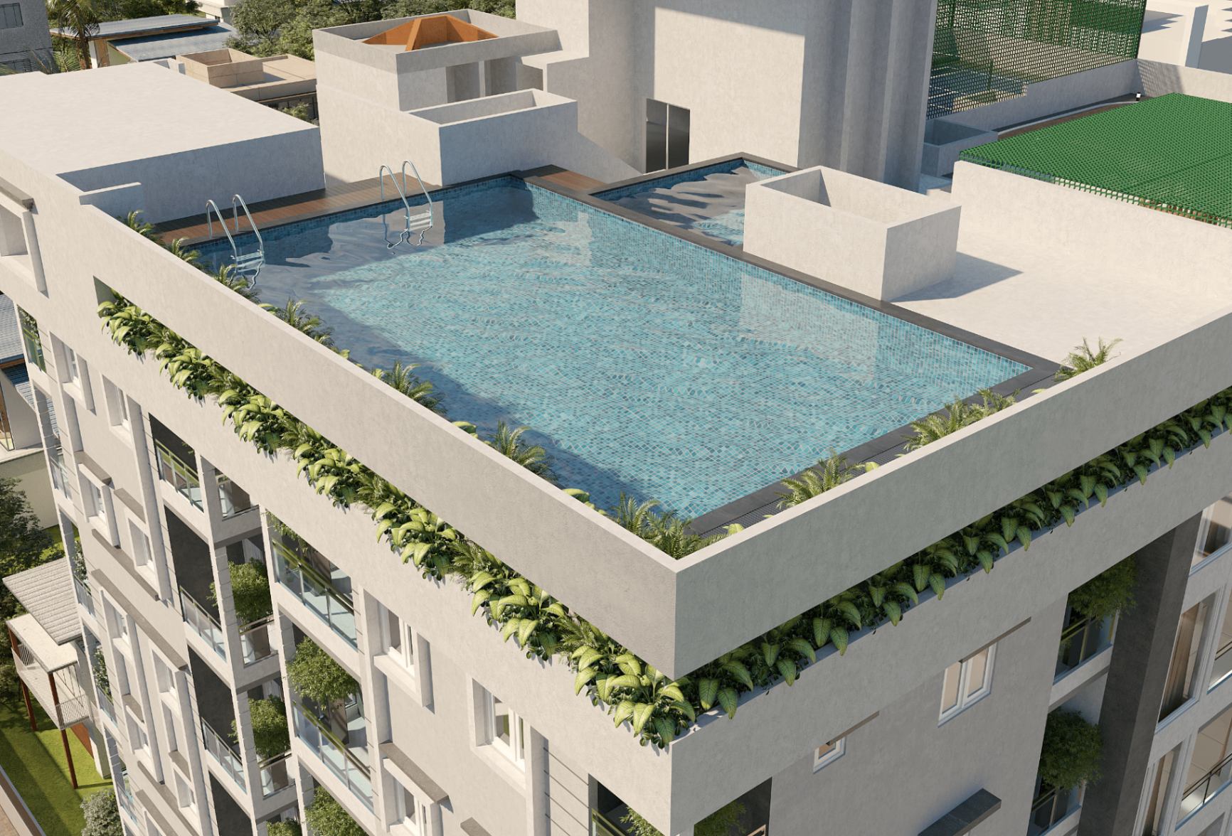 Rooftop swimming pool at a Rush Lanka apartment development